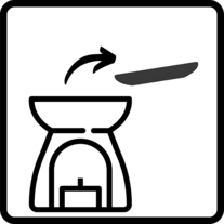 Duftlampen Piktogramm: Verbrauchtes Wachs nach dem Erkalten aus dem Stövchen entfernen.