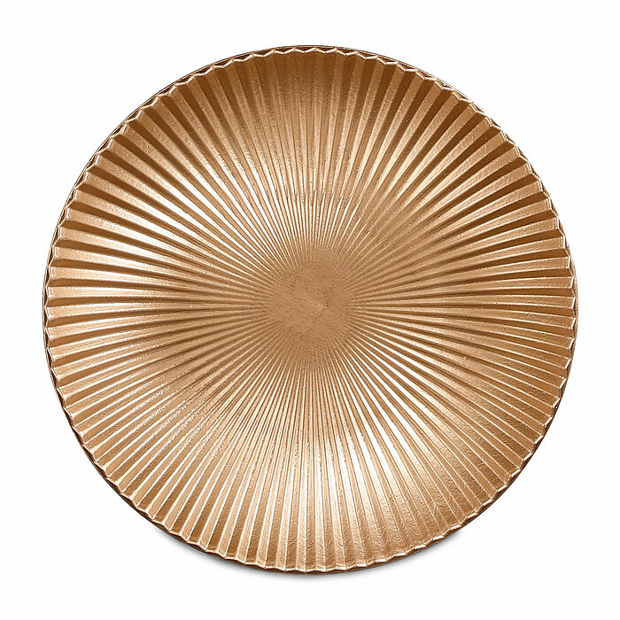 Ein Deko Teller von Edelman in der Größe 32cm in der Farbe gold.