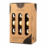 Ein 30er Pack Christbaumkugeln in Brokatgold mit 6cm Durchmesser von DecoLite in einer dekorativen Schachtel.