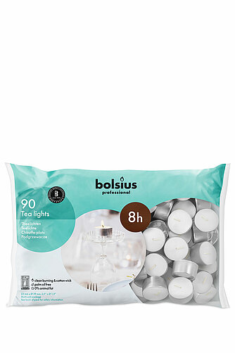 Bolsius Professional Teelichte 8 h, 90er Beutel (silber) Artikelvorschau Professional Teelichte 8 h, 90er Beutel (silber)