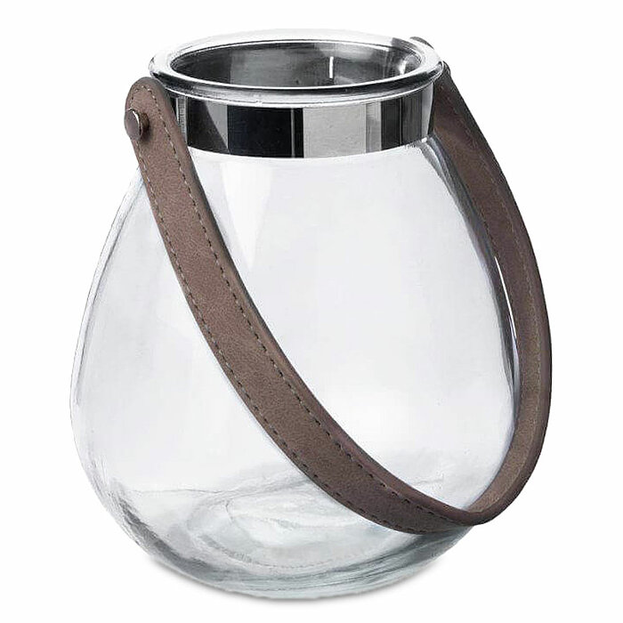 Eine Glaslaterne Belly von Sandra Rich in der Größe 16x14,5cm in der Farbe klar.