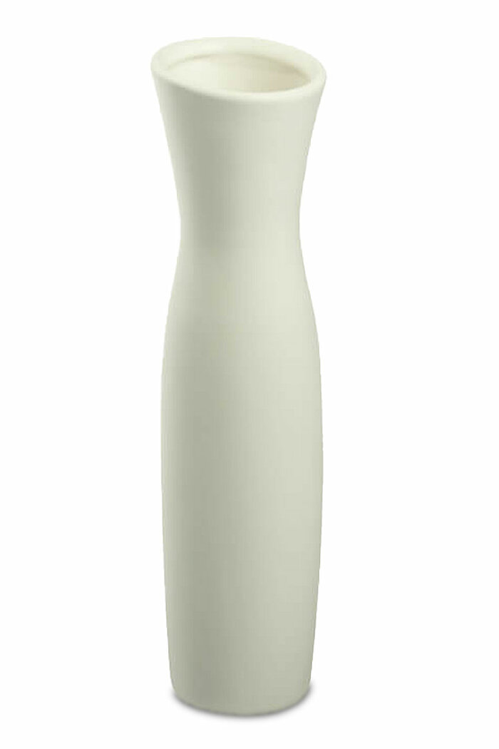 Eine Keramikvase Cone von Sandra Rich in der Größe 30x7,5cm in der Farbe Weiß.