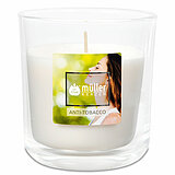 Ein Duftglas von Müller Kerzenfabrik in der Größe 8,8x8cm mit Anti-Tabak-Duft.