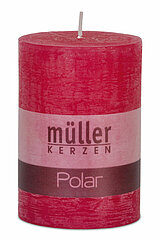 Eine Polar Stumpenkerze von Müller Kerzenfabrik in der Größe 10x6,8cm mit dem Duft Fraise.