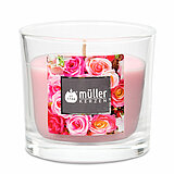 Ein Duftglas von Müller Kerzenfabrik in der Größe 6,5x7cm mit dem Geruch Englische Rose.