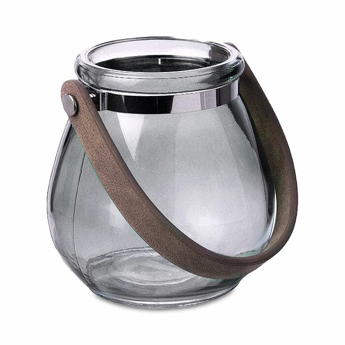 Eine Glaslaterne Belly von Sandra Rich in der Größe 10,5x10,5cm in der Farbe Grau.