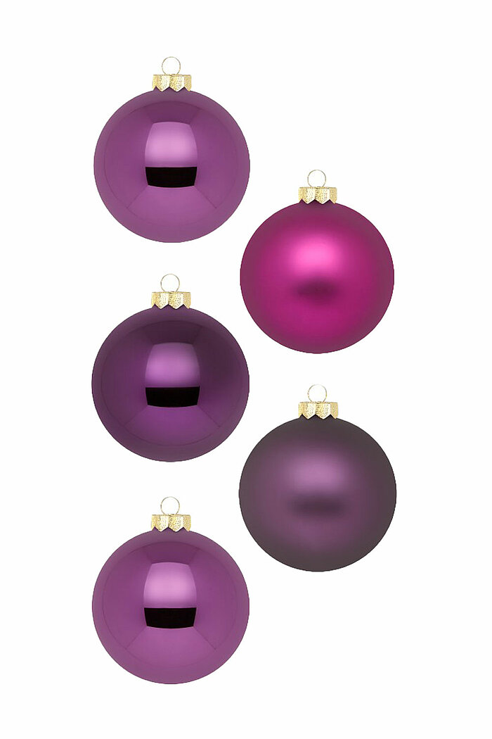 30 Christbaumkugeln von Inge Glas in der Größe 6cm in der Farbe Purple Deluxe.