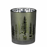 Ein Teelichthalter in Baumform von Edelman in der Größe 12,5x10cm in der Farbe grün.