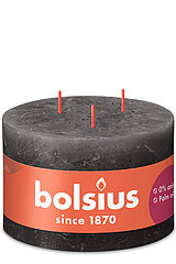 Eine Rustik Stumpenkerze von Bolsius in der Farbe Stürmisches Grau in der Größe 9x14cm.