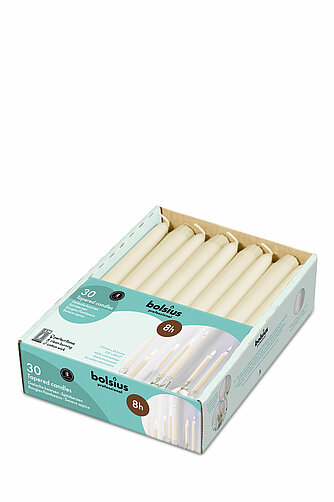 Bolsius Spitzkerzen 250/24mm - 30er Pack - elfenbein Artikelvorschau Spitzkerzen 250/24mm - 30er Pack - elfenbein