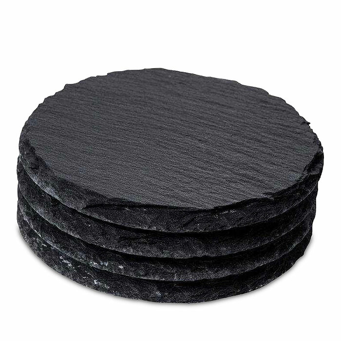 4 Untersetzer Schieferplatten von Sandra Rich in der Größe 10x8,4cm in der Farbe Anthrazit.