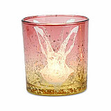 Ein Teelichthalter Hase von G. Wurm GmbH in der Größe 8x7cm in der Farbe rosa.