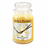 Eine Apothekerglas-Kerze von Prices Candles in der Größe 19,5x10cm mit dem Duft Sweet Vanilla und einem Gewicht von 630g.