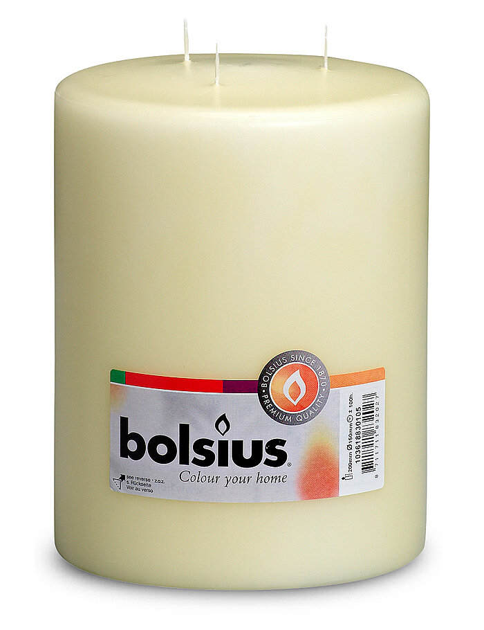 1 Mammutkerze von Bolsius in der Größe 20x15cm in der Farbe Elfenbein.