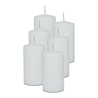 DecoLite Stumpenkerzen 130/70 mm (Safe Candle) - 6 Stück - weiß Artikelvorschau Stumpenkerzen 130/70 mm (Safe Candle) - 6 Stück - weiß
