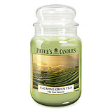 Eine Apothekerglas-Kerze von Prices Candles in der Größe 19,5x10cm mit dem Duft Calming Green Tea und einem Gewicht von 630g.