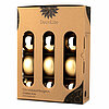 Ein 12er Pack Christbaumkugeln in Brokatgold mit 8cm Durchmesser von DecoLite in einer dekorativen Schachtel.
