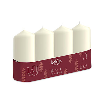 Bolsius Stumpenkerzen 100/48mm (4er Tray) - Elfenbein Artikelvorschau Stumpenkerzen 100/48mm (4er Tray) - Elfenbein