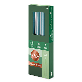 Bolsius Spitzkerzen Special 234/24mm (4er Pack) - Metallic Blau Artikelvorschau Spitzkerzen Special 234/24mm (4er Pack) - Metallic Blau