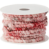 Eine Wollkordel von KragoArt mit der Breite 1cm und einer Länge von 10m in der Farbe Rot Melange.