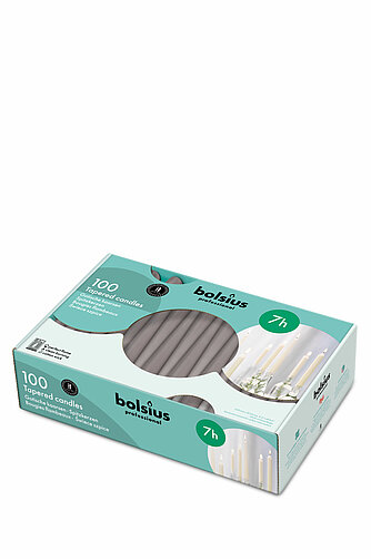 Bolsius 100 Spitzkerzen 240/23mm - taupe Artikelvorschau 100 Spitzkerzen 240/23mm - taupe