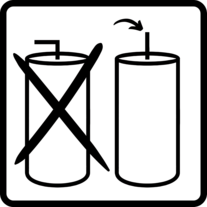 Kerzen Piktogramm: Vor dem Anzünden den Docht aufrichten.