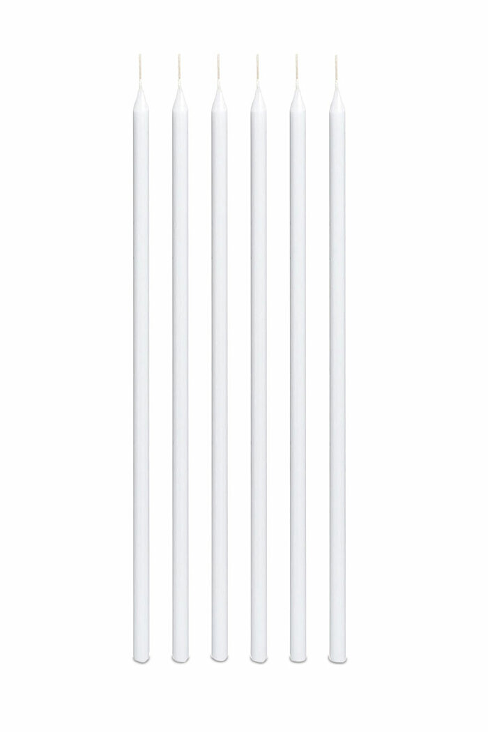 200 Opferkerzen von Wiedemann in der Größe 20x0,9cm in der Farbe weiß.