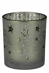 Ein Teelichthalter in Sternform von Edelman in der Größe 10x9cm in der Farbe grün.