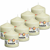 8 Stumpenkerzen von Bolsius in der Größe 10x9,8cm in der Farbe Elfenbein.