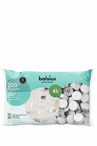 Bolsius Professional Teelichte 4 h, 200er Beutel (1 Stück) Artikelvorschau Professional Teelichte 4 h, 200er Beutel (1 Stück)