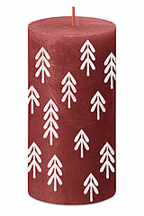 Eine Rustik Silhouette Stumpenkerze von Bolsius in der Farbe Zartes Rot in der Größe 8x6,8cm.