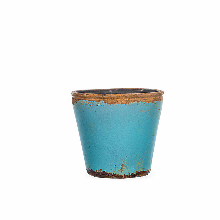 Ein Vintage Glas Flower Pot von Sandra Rich in der Größe 10x11cm in der Farbe Eisblau.