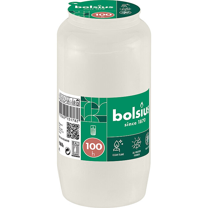 1 Bolsius Kompositions-Licht Nr. 7 ohne Palmöl in der Größe 14,1x6,7cm in der Farbe Weiß.