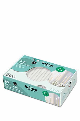 Bolsius Spitzkerzen 240/23mm (100er Pack) - weiß Artikelvorschau Spitzkerzen 240/23mm (100er Pack) - weiß