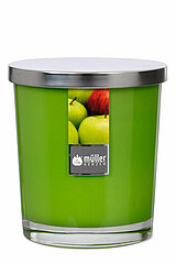 Ein Maxi-Duftkerzenglas von Müller Kerzenfabrik in der Größe 11x9,5cm mit dem Duft "Saftiger Apfel".