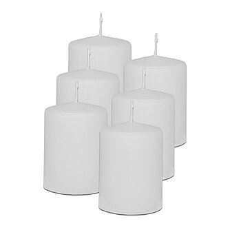 DecoLite Stumpenkerzen 80/60 mm (Safe Candle) - 6 Stück - weiß Artikelvorschau Stumpenkerzen 80/60 mm (Safe Candle) - 6 Stück - weiß