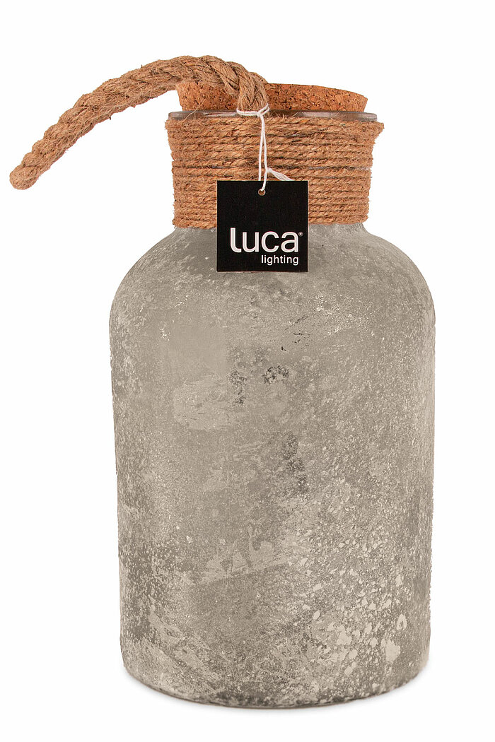 Eine LED-Flasche von Luca Lighting in der Größe 31x17cm in der Farbe grau.