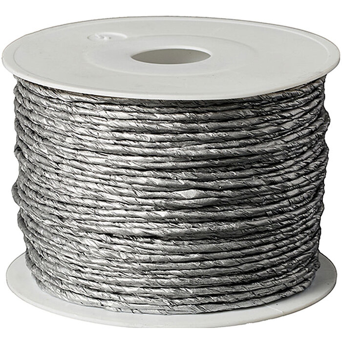 Ein Papierdraht Crazy Paper von KragoArt mit der Breite 2mm und einer Länge von 100m in der Farbe Silber.