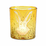 Ein Teelichthalter Hase von G. Wurm GmbH in der Größe 8x7cm in der Farbe Gelb.