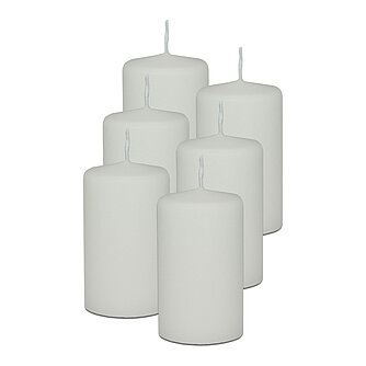 DecoLite Stumpenkerzen 100/60 mm (Safe Candle) - 6 Stück - wollweiß Artikelvorschau Stumpenkerzen 100/60 mm (Safe Candle) - 6 Stück - wollweiß