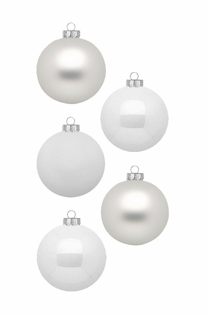12 Christbaumkugeln von Inge Glas in der Größe 8cm in der Farbe Just White.