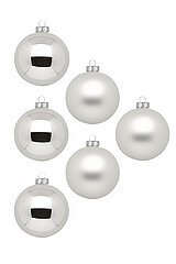 6 Christbaumkugeln von Inge Glas in der Größe 6cm in der Farbe Frosty Silver.
