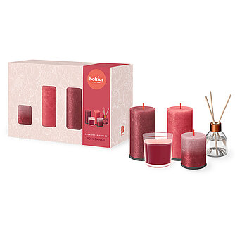 Bolsius Geschenk-Set Groß - Fruit Splash (Granatapfel) Artikelvorschau Geschenk-Set Groß - Fruit Splash (Granatapfel)