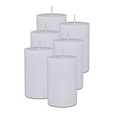 6 Stumpenkerzen von Decolite in der Größe 11x7cm in der Farbe weiß.