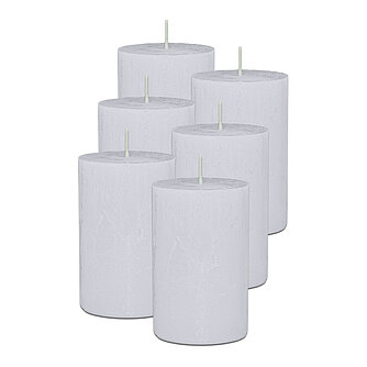 DecoLite Rustic Stumpenkerzen 110/70 mm (Safe Candle) - 6 Stück - weiß Artikelvorschau Rustic Stumpenkerzen 110/70 mm (Safe Candle) - 6 Stück - weiß