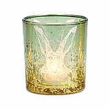 Ein Teelichthalter Hase von G. Wurm GmbH in der Größe 8x7cm in der Farbe grün.