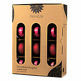 Ein 12er Pack Christbaumkugeln in Bordeaux mit 8cm Durchmesser von DecoLite in einer dekorativen Schachtel.