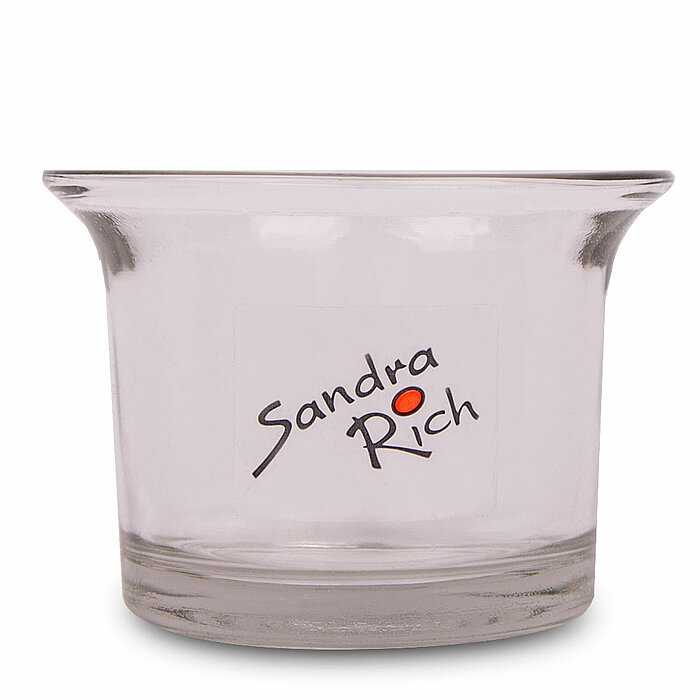 Ein Teelichthalter Promo Glas von Sandra Rich in der Größe 5x6,2cm in der Farbe klar.