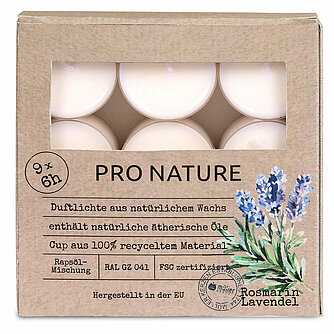 Müller Kerzenfabrik Raps-Duftlichte Clear Cup - Rosmarin & Lavendel (9er Pack) Artikelvorschau Raps-Duftlichte Clear Cup - Rosmarin & Lavendel (9er Pack)