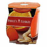 Eine Duftkerze im Glas von Prices Candles in der Größe 8,9x8cm mit dem Duft Mandarin & Ginger.